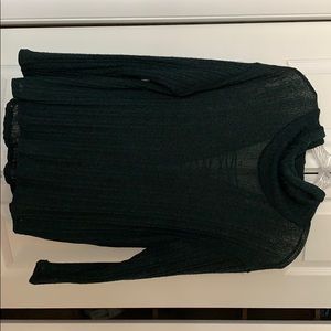 Green and black sheer turtleneck sweater